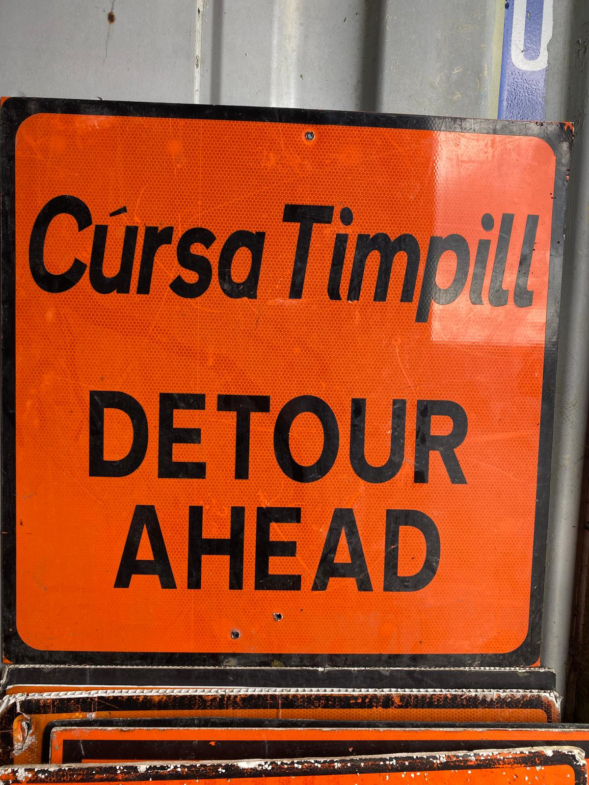 Detour (Ahead) Roadworks Sign 600x600mm Dibond flat plate with class 2 reflective - WK 090c