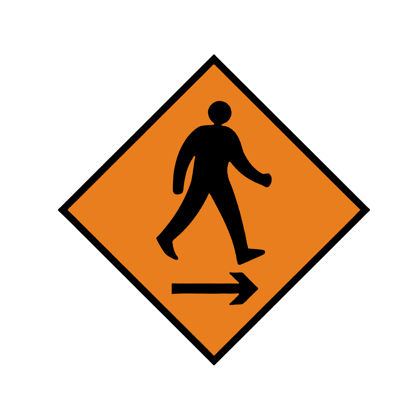 Pedestrian sign with right arrow WK081