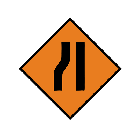 Cone Sign Diamond 600mm Class 2 WK032 - Road Narrows Left