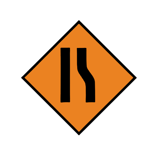 Cone Sign Diamond 600mm Class 2 WK033 - Road Narrows Right