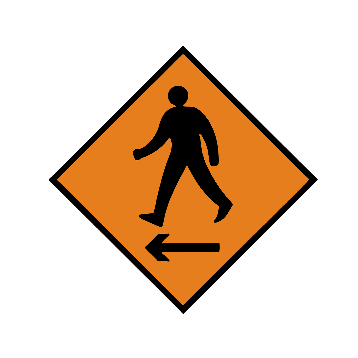 Pedestrian sign with left arrow WK080